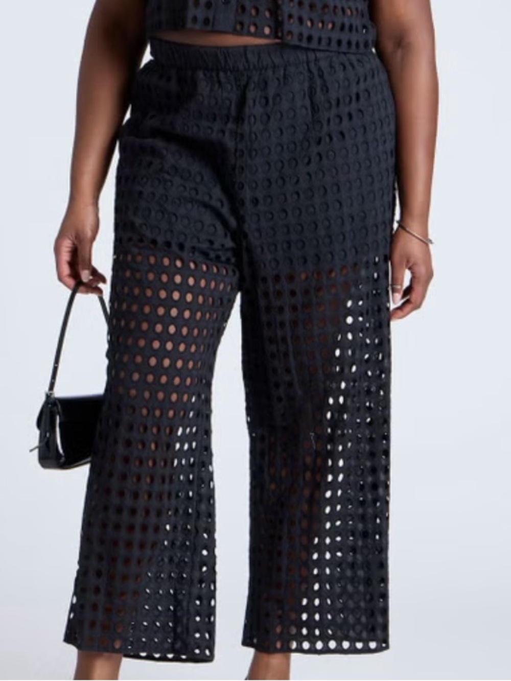 Eloquii Sheer Eyelet Pants - Black - 18